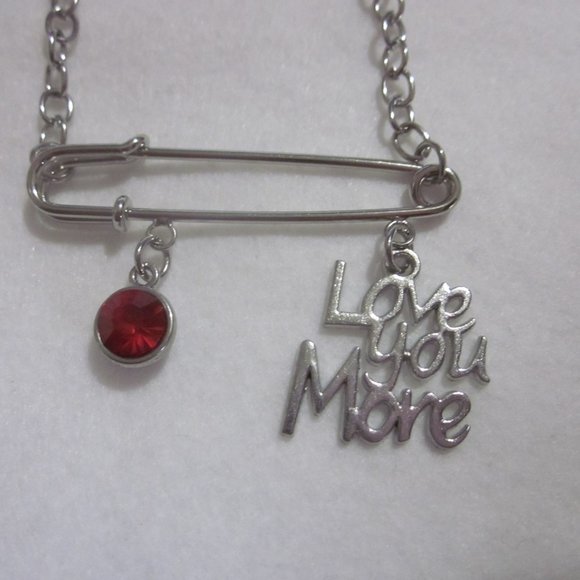 Love You More Safety Pin Necklace. - Picture 2 of 3